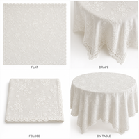 Nappe de table moderne en dentelle ivoire avec broderie florale et bord festonné, réutilisable, carrée, pour table à dîner