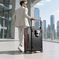 Valise de voyage unisexe à coque rigide en PC, ouverture frontale, poignée en tissu moderne, extensible, avec roulettes, serrure TSA, vente en gros d'usine, OEM ODM, modèle 9028