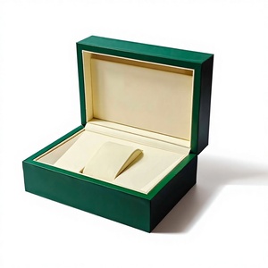 Boîte à montre en cuir vert de luxe personnalisée pour le rangement personnel et les cadeaux, en bois, pour montre Rolex - Product Image 1