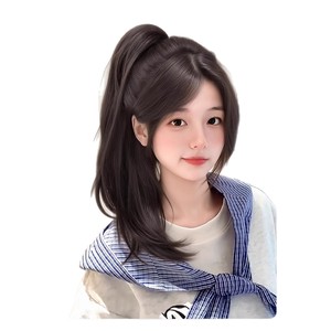 Wig Clip Ponytail Braided Wig For Women Slightly Wavy Fluffy Long <b>Braid</b> Hair <b>Accessory</b> Trendy Lightweight High Ponytail - Product Image 2