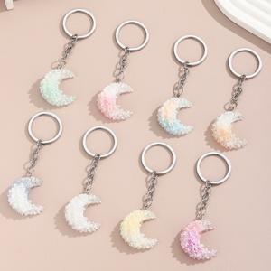 Portachiavi Luna Luminoso, Charm per Borsa con Fiore in Resina Luminosa, Anello Portachiavi con Sfumature Colorate Notte Stellata per Regalo di Natale - Product Image 2