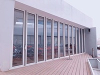 Porte en verre pliable en aluminium |   Verre à double vitrage à rupture de pont thermique, trempé, à faible émissivité |   Cloison d'Accordéon Insonorisée pour Extérieur