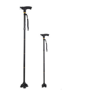 Bâton de randonnée télescopique en alliage d'aluminium, pliable, avec embout en caoutchouc, pour les voyages en plein air et l'alpinisme - Product Image 1