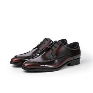 Chaussures en cuir de style anglais rondes et brunes pour hommes, à lacets, en cuir véritable de haute qualité, chaussures décontractées pour hommes - Product Image 3