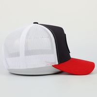 Casquettes Trucker OEM en gros personnalisées pour hommes, 5 panneaux, en sergé de coton de haute qualité, bicolores, avec logo tissé et fermeture snapback