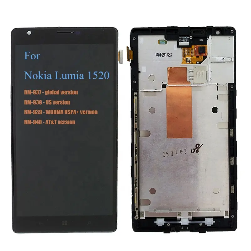 Lcds For Nokia Lumia 1520 LCD Display For NOKIA RM-937 938 939 940 Touch Screen Digitizer Assembly with Frame