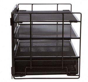 Metal Desktop <b>File</b> <b>Organizer</b> Hanging Mesh <b>File</b> Holder with 4 Trays and 2 Pen Holders Office Desk <b>Organizer</b> - Product Image 4