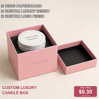 Boîte à bougies rigide de luxe rose clair carrée personnalisée en gros avec insert en mousse, couvercle et base, en stock pour l'emballage de parfums et de fragrances