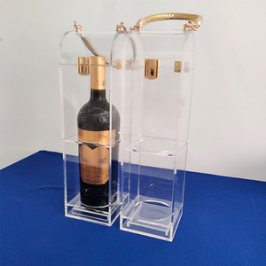 Sang trọng rõ ràng Acrylic Hộp Quà Tặng rượu vang với xử lý vàng tùy chỉnh Acrylic Top Wine Bottle Hộp quà tặng - Product Image 3
