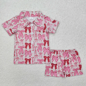 Abbigliamento coordinato per la <span class=keywords><strong>famiglia</strong></span>, pigiami per bambine, set con stampa di fiocchi colorati, top con bottoni e pantaloncini, 2 pezzi, abbigliamento per la mamma e la figlia. - Product Image 2