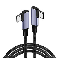 Câble de données USB C vers C à double embout coudé à angle droit 5A 100W PD, en cuivre pur, charge rapide, boîtier métallique, tressé en nylon, 3 pieds/6 pieds/10 pieds