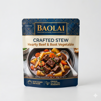 Sachet Doypack en aluminium imprimé sur mesure, stérilisable à 121°C, pour soupes de curry pré-cuittes, aliments liquides et ragoûts