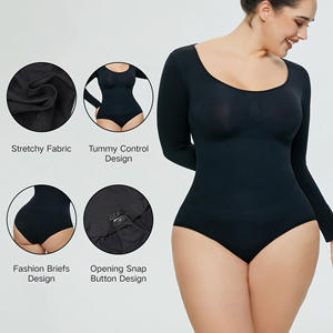 Mono Moldeador de Cuerpo Tipo Corsé de Manga Larga sin Tirantes, Transpirable y Resistente a las Arrugas, Estilo Europeo Americano, para Mujer, Deportivo - Product Image 3