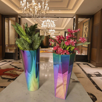 Vase de sol moderne de luxe 110 cm, durable, pour la maison et le jardin, pot de fleurs en métal, jardinière haute en acier inoxydable pour intérieur avec lumière LED