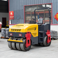 Compacteur de sol pour route en asphalte, petit rouleau vibratoire à double roue en caoutchouc, rouleau de chantier pour route, livraison gratuite