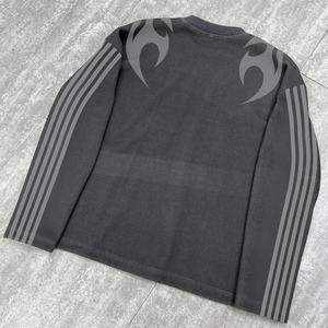 High Quality Drop Shoulder Printed <b>T</b>-<b>shirt</b> Designer Custom <b>Striped</b> Waffle Thermal <b>Shirt</b> <b>Men</b> Heavyweight Boxy Long Sleeve <b>T</b> <b>Shirt</b> - Product Image 4