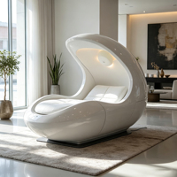 Fauteuil de relaxation moderne avec lumière LED, chaise longue inclinable de luxe en fibre de verre en forme d'œuf pour le bureau et la maison
