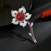 XILIANGFEIZI Broche Fleur Rétro en Cuivre et Zircon, Nouveau Design Tournesol, Épingle à Manteau et Châle, Accessoire pour Mariage et Cadeau