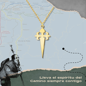 Ciondolo croce di Santiago in acciaio oro collana pregiata con disegno a croce resistente - Product Image 2