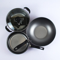 Sartén de Acero Inoxidable SS304 al por Mayor, Juego de Utensilios de Cocina con Tapa de Vidrio, Compatible con Inducción, para Uso en Cocinas de Hotel