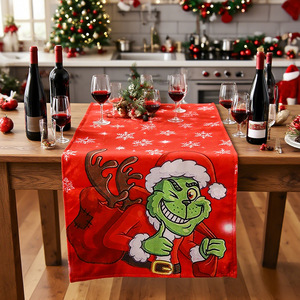 Camino de mesa navideño transfronterizo con diseño del monstruo de pelo verde <span class=keywords><strong>travieso</strong></span>, para restaurantes y hoteles. - Product Image 1
