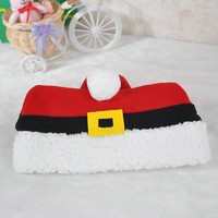 Cappello di Babbo Natale in pile polare con ricamo e motivo a cintura, decorazione natalizia