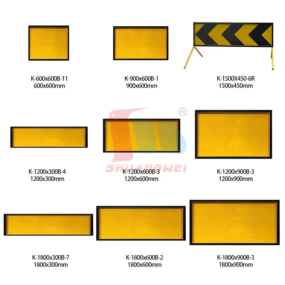 1.500 × 450 mm gelbe Warnzeichen-Zugangsrahmen Barrikade Straßenbau reflektierendes Zeichenbrett Arbeit vorne gekennzeichnete Grenze Zeichen