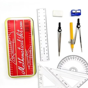 Juego de 9 piezas de compás para enseñanza de matemáticas A5001 con transportador, regla triangular, divisores y borrador, ¡gran éxito de ventas en el mercado africano! - Product Image 2