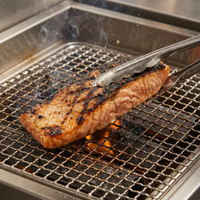 Grille de barbecue en acier inoxydable soudé, robuste, plate, avec barre centrale renforcée, finition argent poli brillant, pour charbon de bois
