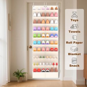 Over The Door Shoe Organizer 20 Pockets Beige Hanging <b>Storage</b> <b>Rack</b> For Closet Shoes - Product Image 6