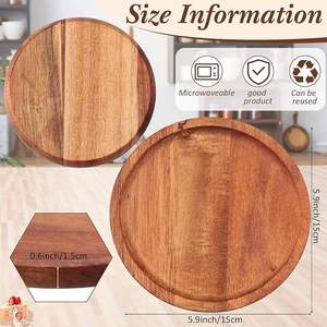 Assiettes de Dîner Minimalistes en Bois d'Acacia Poli de 15 cm, Réutilisables et Écologiques, Personnalisables, Lot de 16 Pièces, Vente en Gros - Product Image 3