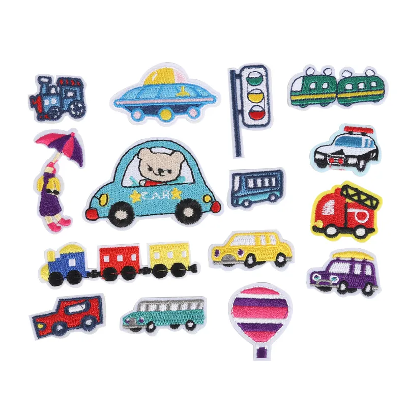 Kinder lieben verschiedene bestickte süße Autos Kinder bekleidung Zubehör Bügeln auf Kleidung Applikationen Patches