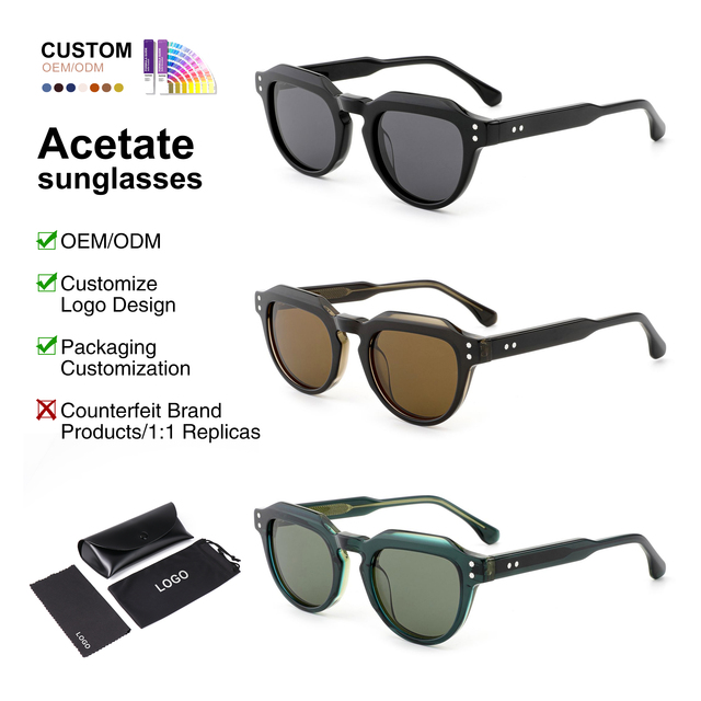 Black New Custom logo Shades Sun Glasses Wholesale Sunglasses Women OEM Brand with logo Acetate Polarized Sunglasses