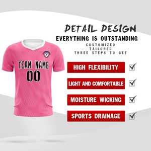 Uniforme de entrenamiento personalizado rosa y blanco para hombres, conjunto de camiseta de fútbol - Product Image 3