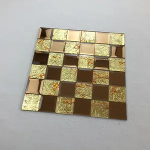 Golden Luxury Glass Mosaic Shining Wall Tile For Wall Decor
