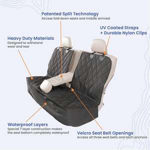 Funda de asiento sin hamaca para perro, asiento de Banco trasero plegable, cinturón de seguridad dividido y medio, compatible con la mayoría de los coches - Product Image 2