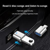 Adaptor OTG Justlink USB C ke USB 3.0 dengan Cangkang Aluminium dan LED Biru untuk MacBook, Samsung, Sistem Audio Mobil, Smartphone