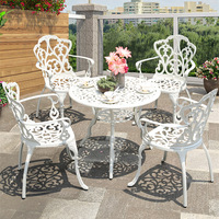 Ensemble bistrot moderne en aluminium moulé blanc 2 pièces (table et chaises) pour jardin, salon, cuisine, résistant à l'eau et aux UV