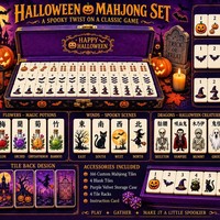 Tuiles de Mahjong américaines en acrylique à 2 couches, motif Crâne violet original, avec logo personnalisé Spooky, et tapis de jeu en néoprène pour les jeux de famille en vacances