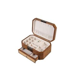 กล่องกระจกโมเสคไม้วอลนัททรงสี่เหลี่ยมหรูหรา DS พร้อมช่องเก็บของหลายช่อง กล่องเก็บเครื่องประดับไม้ - Product Image 1