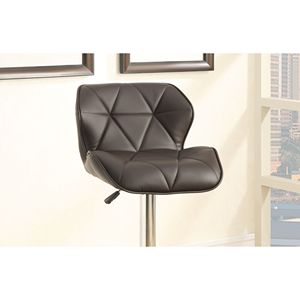 Taburetes de Isla de cocina modernos DB, sillas de altura de mostrador de piel sintética marrón, Juego de 2 elevadores de gas ajustables, Base cromada, Material de PU - Product Image 2