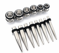 Kit d'étirement des oreilles en acier inoxydable 316L, bouchons coniques, jauges en Silicone, extenseur, bijoux, Tunnels, Piercing, nouveau, 36 pièces/ensemble