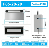 F852820 Taille 85*28*20mm Forme rectangulaire 12V 24V CC Micro-lève-charge électromagnétique Bobine en fer Puissance 5W Cycle de service 100% Force de maintien