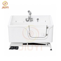 Elektrisch Höhenverstellbare Acryl-Haustierbadewanne Professionelle Hundepflegewanne mit Transparenter Tür für Tiersalons
