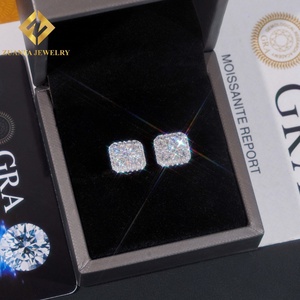 Square Shape VVS Moissanite Stud <b>Earrings</b> 925 Silver <b>Gold</b> Plated Stud <b>Earring</b> Fine Hip HOP Jewelry <b>Men</b> Women - Product Image 6
