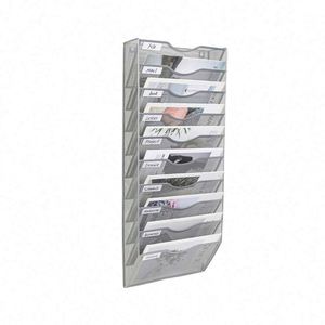 Wall Hanging File Organizer <b>Mesh</b> Metal Hanging File Folder Organizer Vertical Mail Organizer Wall Mount Document Magazine Rack - Product Image 1