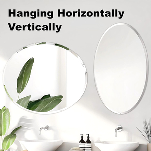 Modern Simplicity Frameless <strong>Beveled</strong> Round <strong>Edge</strong> Dressing Oval Bedroom <strong>Mirror</strong> - Product Image 4