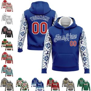 Sudadera con Capucha Navideña Personalizada FOXA para Hombre, con Nombre y Número Bordados, Transpirable, de Poliéster, con Diseño de Bolsillo - Product Image 2