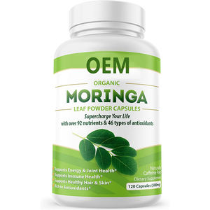 كبسولات المورينجا من مسحوق المورينجا العضوي النقي أحادي المصدر. لدعم الطاقة والأيض والمناعة. 120 كبسولة، 500 مجم - Product Image 1