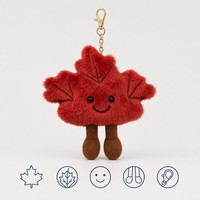 Porte-clés en peluche flocon de neige feuille d'érable mignon, breloque de sac, pendentif d'hiver, vente en gros personnalisée